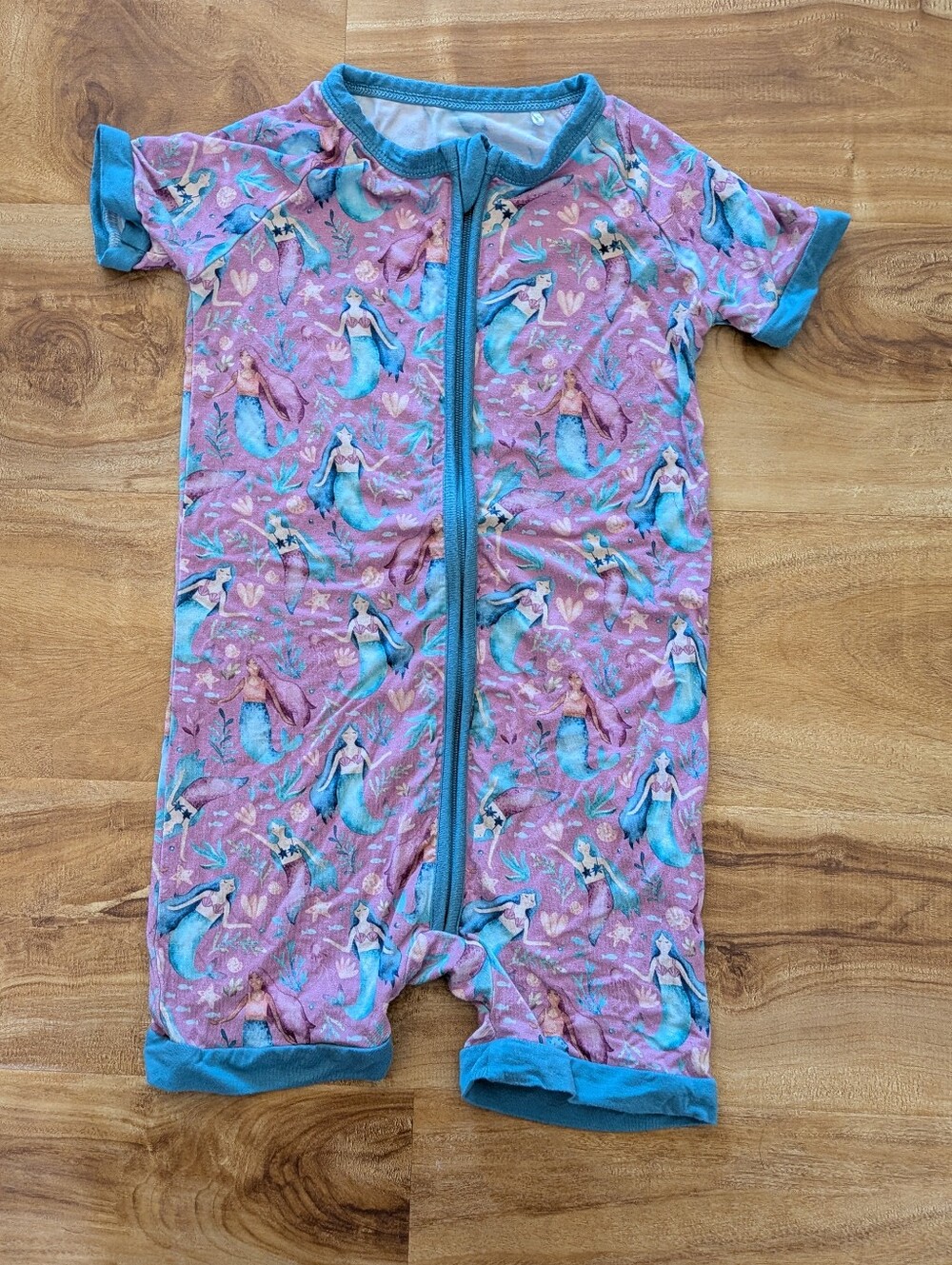The Sleepy Sloth Full Zip Shorts Mermaid Purple Pajama Toddler Girls Size 3T